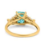 Art Deco Emerald Cut Wedding Bridal Ring Round Simulated Cubic Zirconia 925 Sterling Silver