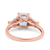 Art Deco Emerald Cut Wedding Bridal Ring Round Simulated Cubic Zirconia 925 Sterling Silver