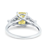 Art Deco Emerald Cut Wedding Bridal Ring Round Simulated Cubic Zirconia 925 Sterling Silver