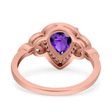 Halo Art Deco Wedding Pear Bridal Ring Marquise Round Simulated Cubic Zirconia 925 Sterling Silver