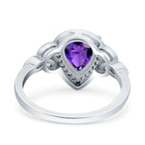 Halo Art Deco Wedding Pear Bridal Ring Marquise Round Simulated Cubic Zirconia 925 Sterling Silver