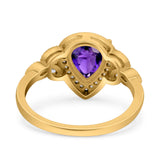 Halo Art Deco Wedding Pear Bridal Ring Marquise Round Simulated Cubic Zirconia 925 Sterling Silver