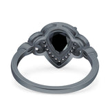 Halo Art Deco Wedding Pear Bridal Ring Marquise Round Simulated Cubic Zirconia 925 Sterling Silver