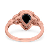 Halo Art Deco Wedding Pear Bridal Ring Marquise Round Simulated Cubic Zirconia 925 Sterling Silver