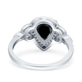 Halo Art Deco Wedding Pear Bridal Ring Marquise Round Simulated Cubic Zirconia 925 Sterling Silver