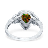 Halo Art Deco Wedding Pear Bridal Ring Marquise Round Simulated Cubic Zirconia 925 Sterling Silver