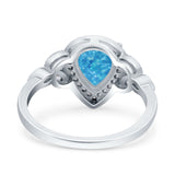 Halo Art Deco Wedding Pear Bridal Ring Marquise Round Simulated Cubic Zirconia 925 Sterling Silver