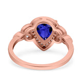 Halo Art Deco Wedding Pear Bridal Ring Marquise Round Simulated Cubic Zirconia 925 Sterling Silver