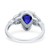 Halo Art Deco Wedding Pear Bridal Ring Marquise Round Simulated Cubic Zirconia 925 Sterling Silver