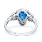 Halo Art Deco Wedding Pear Bridal Ring Marquise Round Simulated Cubic Zirconia 925 Sterling Silver