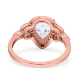 Halo Art Deco Wedding Pear Bridal Ring Marquise Round Simulated Cubic Zirconia 925 Sterling Silver