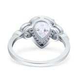 Halo Art Deco Wedding Pear Bridal Ring Marquise Round Simulated Cubic Zirconia 925 Sterling Silver