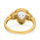 Halo Art Deco Wedding Pear Bridal Ring Marquise Round Simulated Cubic Zirconia 925 Sterling Silver