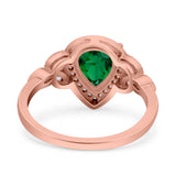 Halo Art Deco Wedding Pear Bridal Ring Marquise Round Simulated Cubic Zirconia 925 Sterling Silver