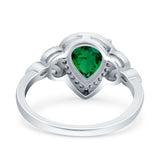 Halo Art Deco Wedding Pear Bridal Ring Marquise Round Simulated Cubic Zirconia 925 Sterling Silver