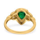 Halo Art Deco Wedding Pear Bridal Ring Marquise Round Simulated Cubic Zirconia 925 Sterling Silver