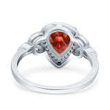 Halo Art Deco Wedding Pear Bridal Ring Marquise Round Simulated Cubic Zirconia 925 Sterling Silver