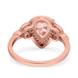 Halo Art Deco Wedding Pear Bridal Ring Marquise Round Simulated Cubic Zirconia 925 Sterling Silver