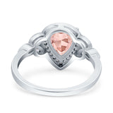 Halo Art Deco Wedding Pear Bridal Ring Marquise Round Simulated Cubic Zirconia 925 Sterling Silver