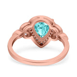 Halo Art Deco Wedding Pear Bridal Ring Marquise Round Simulated Cubic Zirconia 925 Sterling Silver