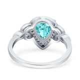 Halo Art Deco Wedding Pear Bridal Ring Marquise Round Simulated Cubic Zirconia 925 Sterling Silver