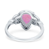 Halo Art Deco Wedding Pear Bridal Ring Marquise Round Simulated Cubic Zirconia 925 Sterling Silver