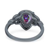 Halo Art Deco Wedding Pear Bridal Ring Marquise Round Simulated Cubic Zirconia 925 Sterling Silver