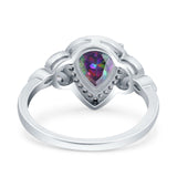 Halo Art Deco Wedding Pear Bridal Ring Marquise Round Simulated Cubic Zirconia 925 Sterling Silver