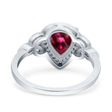 Halo Art Deco Wedding Pear Bridal Ring Marquise Round Simulated Cubic Zirconia 925 Sterling Silver