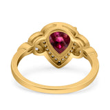 Halo Art Deco Wedding Pear Bridal Ring Marquise Round Simulated Cubic Zirconia 925 Sterling Silver