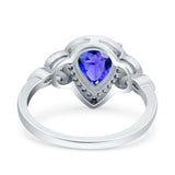 Halo Art Deco Wedding Pear Bridal Ring Marquise Round Simulated Cubic Zirconia 925 Sterling Silver