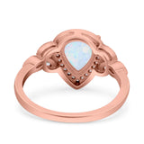 Halo Art Deco Wedding Pear Bridal Ring Marquise Round Simulated Cubic Zirconia 925 Sterling Silver