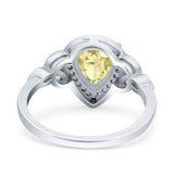 Halo Art Deco Wedding Pear Bridal Ring Marquise Round Simulated Cubic Zirconia 925 Sterling Silver