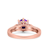 Art Deco Wedding Engagement Bridal Ring Round Simulated Cubic Zirconia 925 Sterling Silver