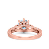 Art Deco Wedding Engagement Bridal Ring Round Simulated Cubic Zirconia 925 Sterling Silver