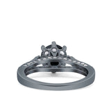 Art Deco Wedding Engagement Bridal Ring Round Simulated Cubic Zirconia 925 Sterling Silver