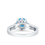 Art Deco Wedding Engagement Bridal Ring Round Simulated Cubic Zirconia 925 Sterling Silver