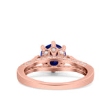 Art Deco Wedding Engagement Bridal Ring Round Simulated Cubic Zirconia 925 Sterling Silver