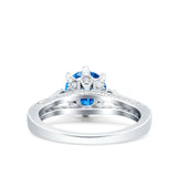 Art Deco Wedding Engagement Bridal Ring Round Simulated Cubic Zirconia 925 Sterling Silver