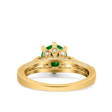 Art Deco Wedding Engagement Bridal Ring Round Simulated Cubic Zirconia 925 Sterling Silver