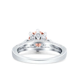 Art Deco Wedding Engagement Bridal Ring Round Simulated Cubic Zirconia 925 Sterling Silver