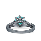 Art Deco Wedding Engagement Bridal Ring Round Simulated Cubic Zirconia 925 Sterling Silver