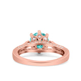 Art Deco Wedding Engagement Bridal Ring Round Simulated Cubic Zirconia 925 Sterling Silver