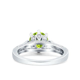 Art Deco Wedding Engagement Bridal Ring Round Simulated Cubic Zirconia 925 Sterling Silver