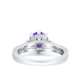 Art Deco Wedding Engagement Bridal Ring Round Simulated Cubic Zirconia 925 Sterling Silver