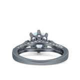 Art Deco Wedding Engagement Bridal Ring Round Simulated Cubic Zirconia 925 Sterling Silver