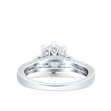 Art Deco Wedding Engagement Bridal Ring Round Simulated Cubic Zirconia 925 Sterling Silver