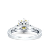 Art Deco Wedding Engagement Bridal Ring Round Simulated Cubic Zirconia 925 Sterling Silver