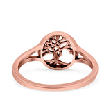 Tree of Life Ring Band Oxidized Round 925 Sterling Silver (10mm)