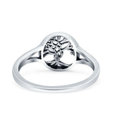 Tree of Life Ring Band Oxidized Round 925 Sterling Silver (10mm)